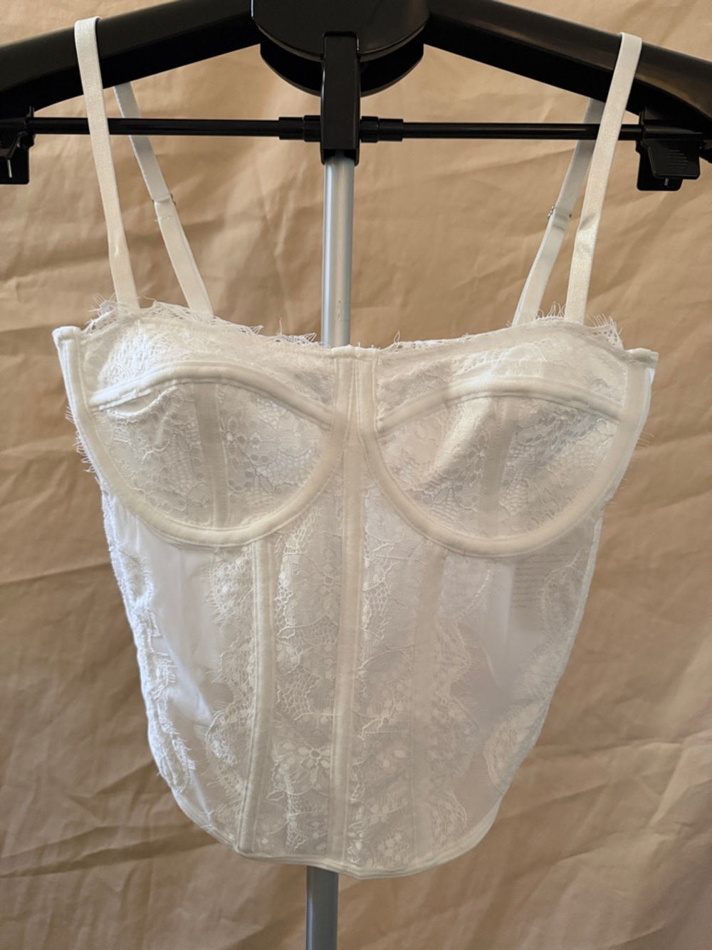 White Lace Corset Bustier with Underwire Support
